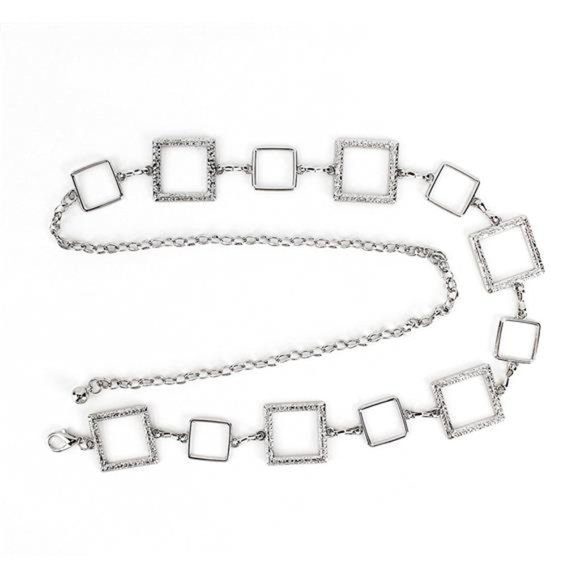 LABANCA Womens Metal Chain Dress Belt Hollow Out Leaf Bead Pendant main image 2